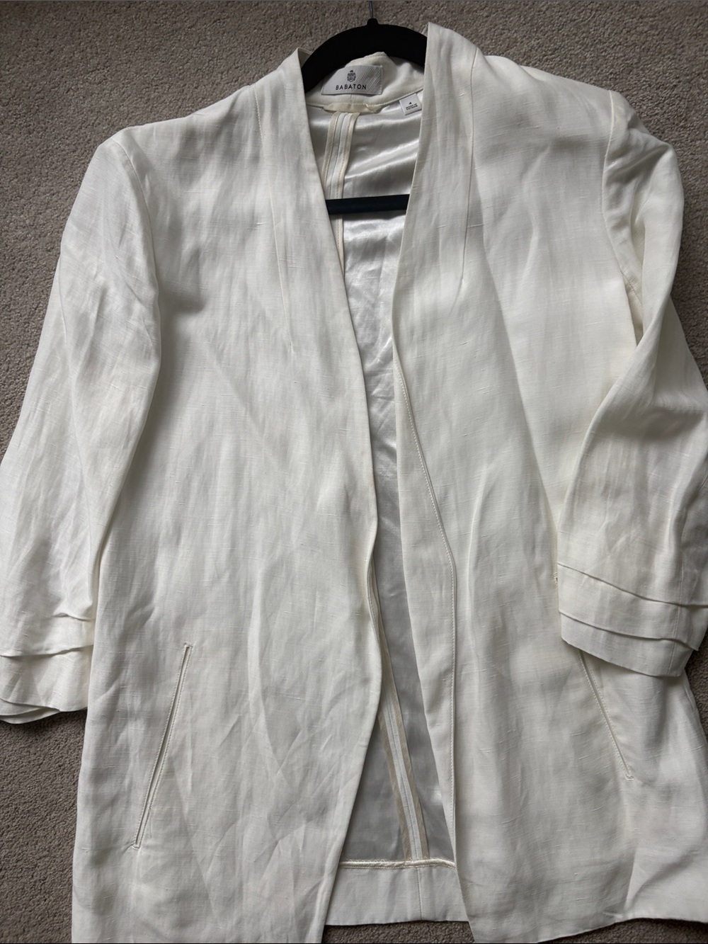Babaton Cream Open-Front linen Blazer